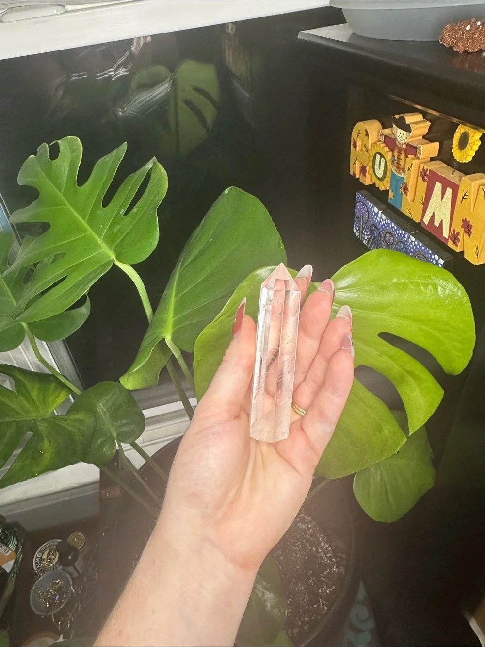 Clear Quartz Point Crystal Home Accent - Transparent